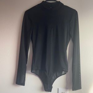 Black Mesh long sleeve bodysuit